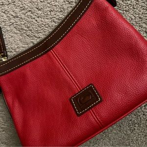 Dooney & Bourke classic red and brown leather crossbody bag